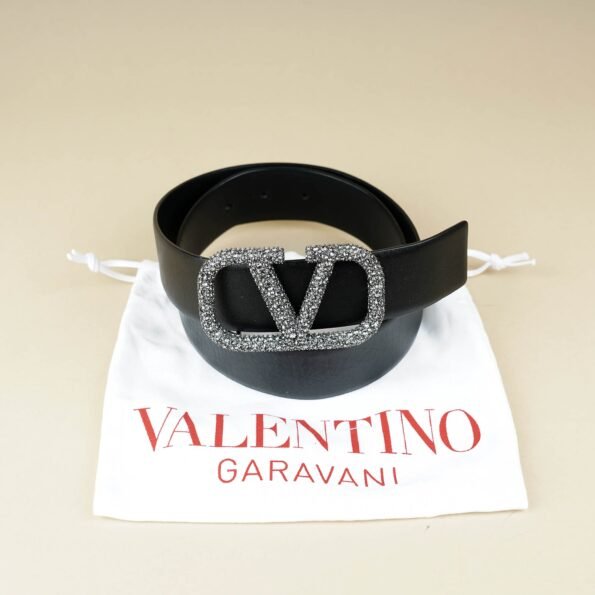 V - Logo Rhinestone Belt - VALENTINO - Affordable Luxury